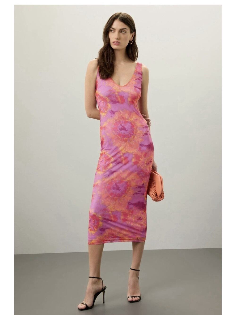 Ronny Kobo x RTR Multicolored Tie Dye Mesh Maxi Dress Size XS with Mesh Tear